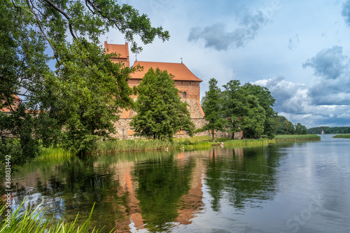 Trakai Island Castle, Trakai, Lithuania, on an island in Lake Galve. Built in the 14th c. it was was one of the main centers of the Grand Duchy of Lithuania