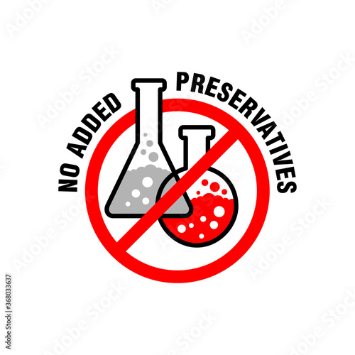 No added preservatives label for healthy products of biologically active additives, food, cosmetics - vector label