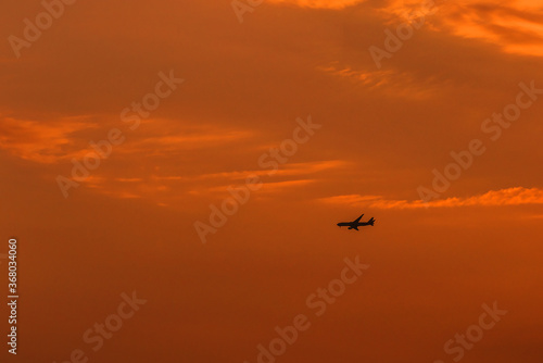 Beautiful sunset background red and orange color sky.