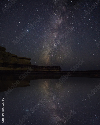 Reflection of the Milky Way in the background on the Maltese Coast photo