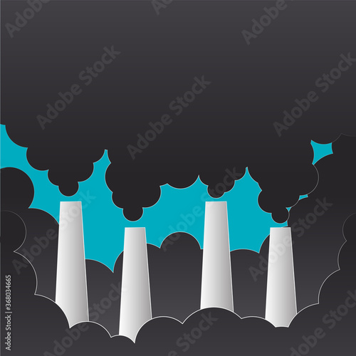 polluting air from factory pipe and cesspit, environmental for pollution concept. vector illustration