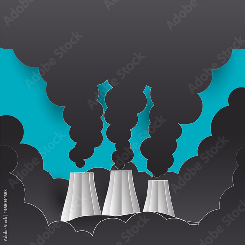 polluting air from factory pipe and cesspit, environmental for pollution concept. vector illustration