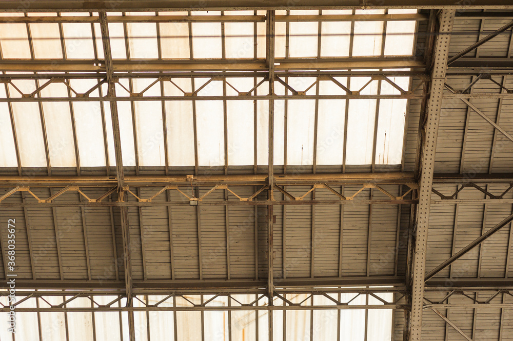 Old European train station with a platform. Arch metal train station. Old European train station with a platform. Arch metal train station.