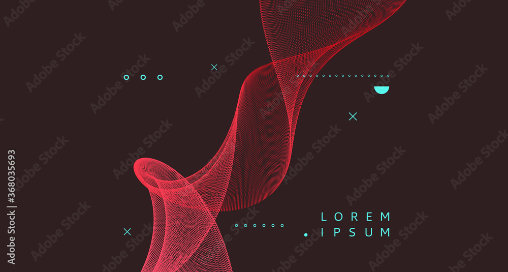 Red smoke flowing onblack background. Abstract digital art. 3d vector illustration with dynamic particles. - obrazy, fototapety, plakaty 