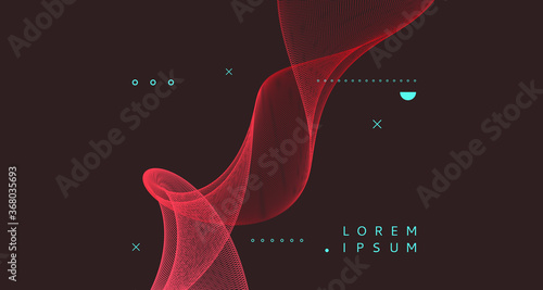 Red smoke flowing onblack background. Abstract digital art. 3d vector illustration with dynamic particles.