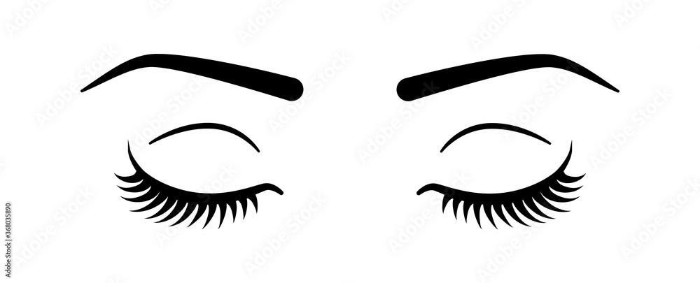 Closed eyes with eyelashes. Women eyes simple illustration Closed eyes with eyelashes. Women eyes simple illustration