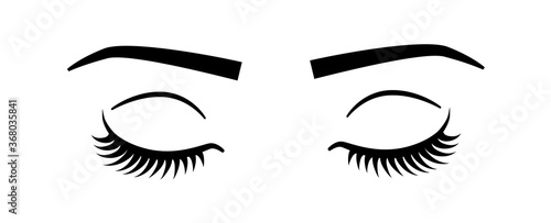 Beautiful black eyelashes. Woman's eyes closed. Long natural eyelashes vector illustration