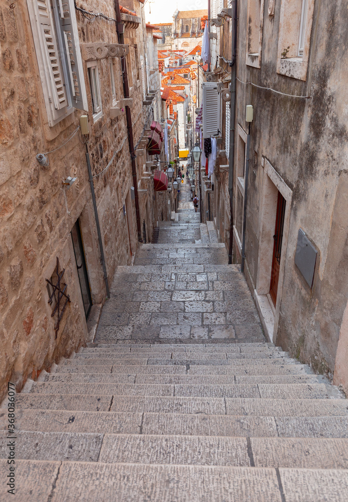 Dubrovnik. Old narrow traditional city street. Dubrovnik. Old narrow traditional city street.