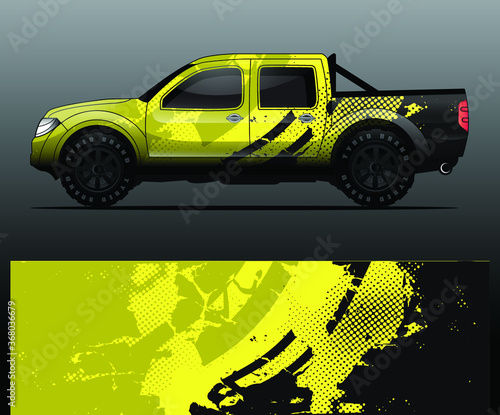 truck and vehicle Graphic vector. Racing background for vinyl wrap and decal