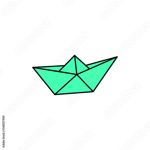 Paper boat or ship vector icon isolated on white background.