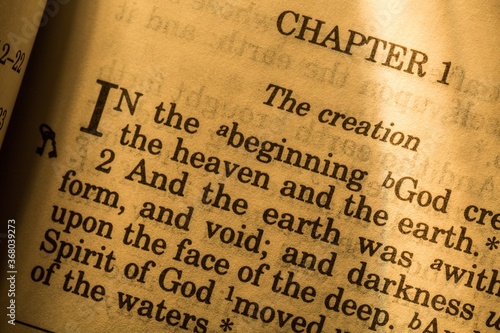 Closeup of Chapter 1 Bible Page photo