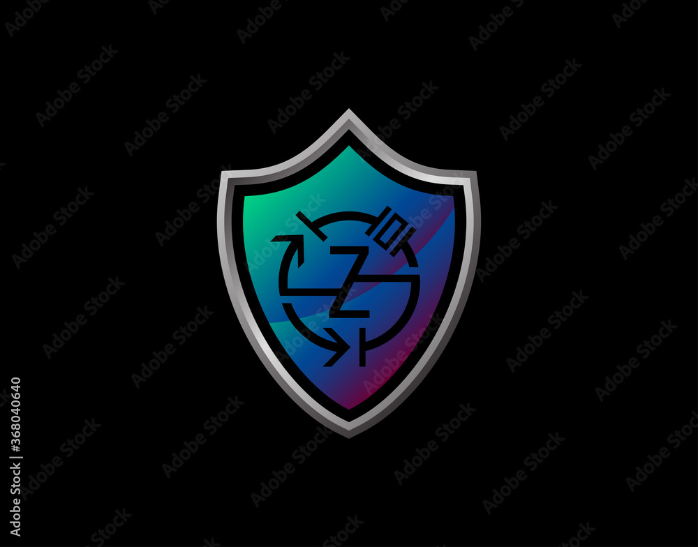 Shield Z Letter Logo With Electrical Code and Modern Shield Design. Security Z Icon Protection Design Template. Shield Z Letter Logo With Electrical Code and Modern Shield Design. Security Z Icon Protection Design Template.