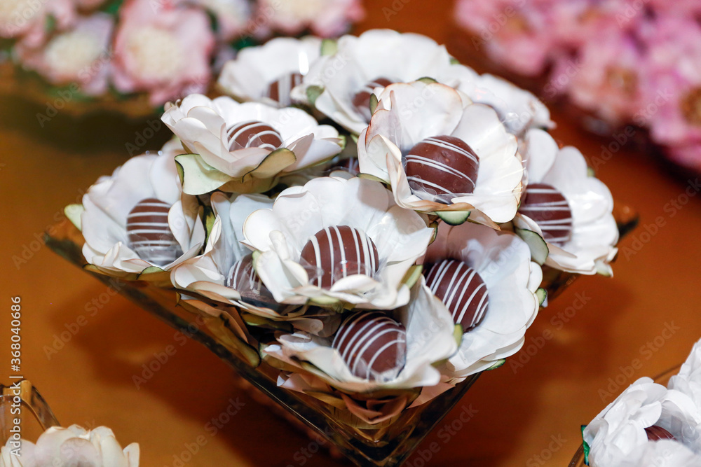 various delicious and beautiful candies for party and wedding