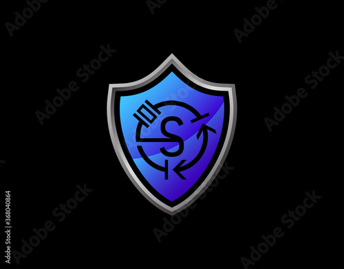 Electro Shield S Letter Logo With Electrical Code and Modern Shield Design. Security S Icon Protection Design Template.