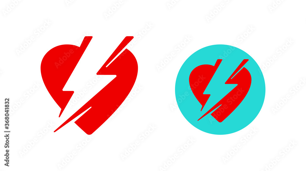 Broken heart icon (or heart attack) - human heart divided by half Broken heart icon (or heart attack) - human heart divided by half