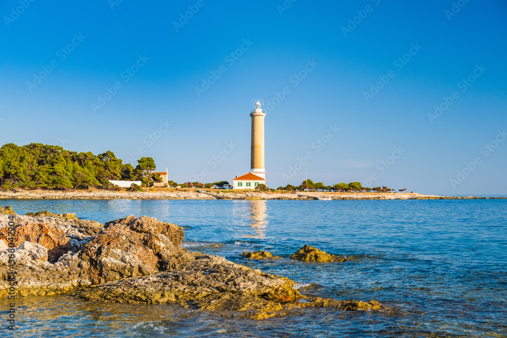 Lighthouse of Veli Rat on the island of Dugi Otok, Croatia, beautiful Adriatic seascape