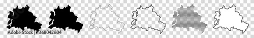 Berlin Map Black | German Town Border | City | Transparent Isolated | Variations