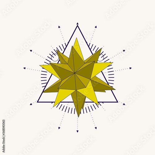 Mystical geometry symbol. Linear alchemy, occult, philosophical sign. Astrology and religion concept. Platonic solid design.