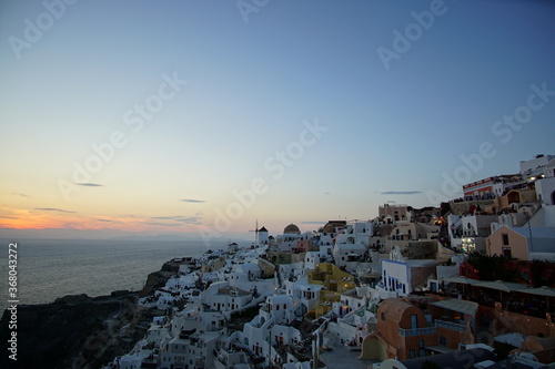 Twilight, Beautiful sunset of Santorini island, Greece, Europe