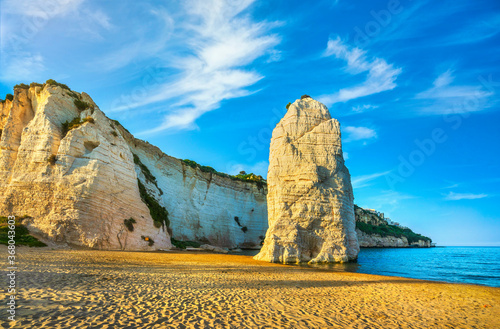 Fototapeta Naklejka Na Ścianę i Meble -  Vieste and Pizzomunno rock beach, Gargano, Apulia, Italy.