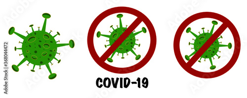 Coronavirus icon set. Covid 19. Virus stop sign. 