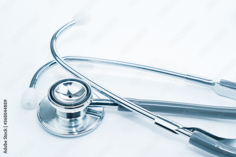 Close up Medical stethoscope for doctor checkup on table Close up Medical stethoscope for doctor checkup on table