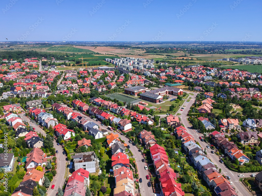 Aerial view of the small village in Poland