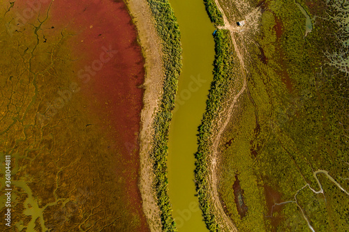 Aerial View of delta of the river Axios, in northern Greece