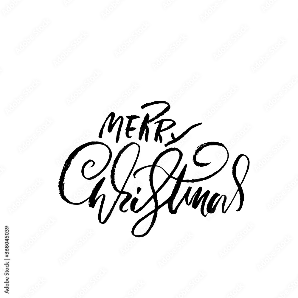Hand drawn phrase Merry Christmas. Grunge lettering design. Vector typography vector illustration. Hand drawn phrase Merry Christmas. Grunge lettering design. Vector typography vector illustration.