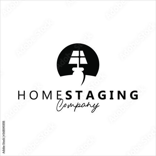 Property logo home staging abstract concept lamp vector