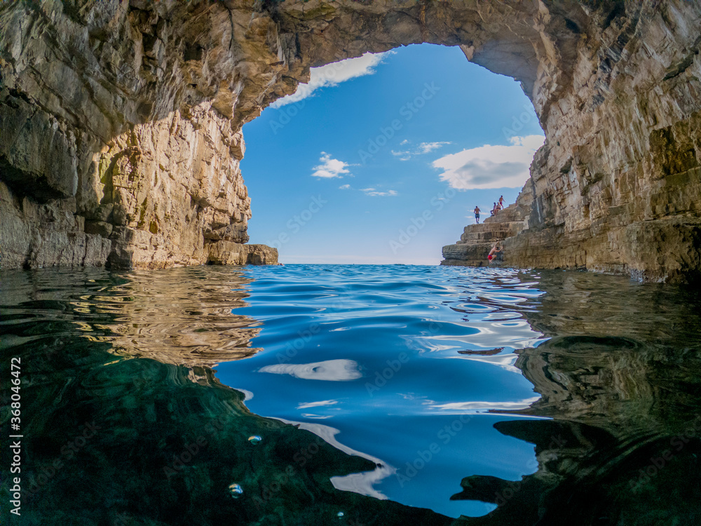 Cave at Galebove Stijene beach, Pula, Istria region, Croatia