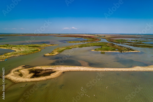 Aerial View of delta of the river Axios  in northern Greece