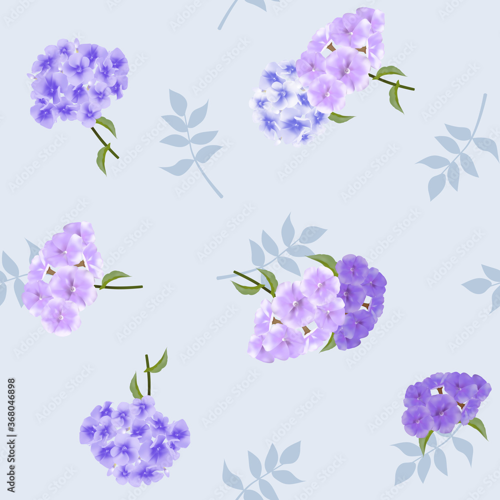 Φωτογραφία Beautiful floral background with blooming flowers of light blue, lilac phloxes on pastel sky blue background