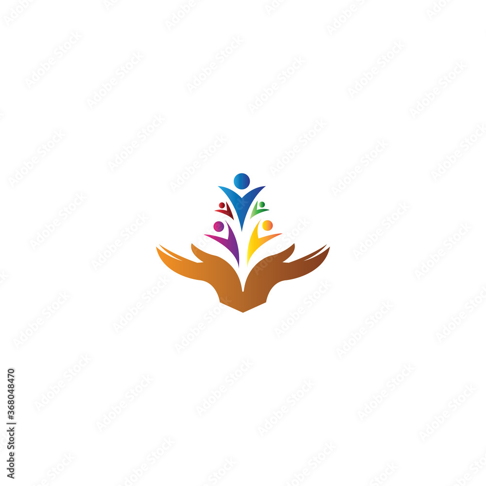 Obraz premium colorful hand logo symbol of protection. vector illustration design template