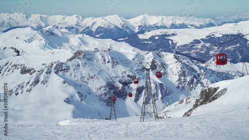 Ski lifts at La Plagne ski resort, Tarentaise, Savoy, French Alps photo