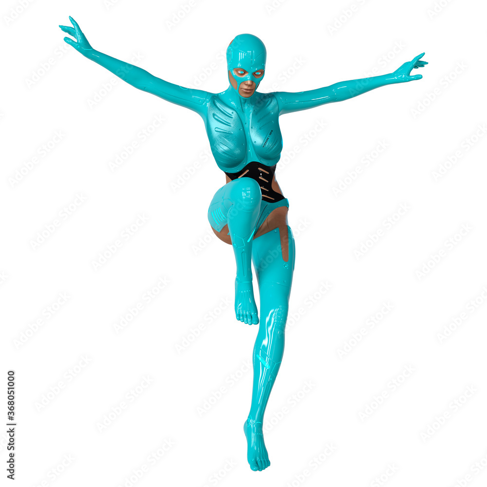 3D Rendering Female Robot on White 3D Rendering Female Robot on White