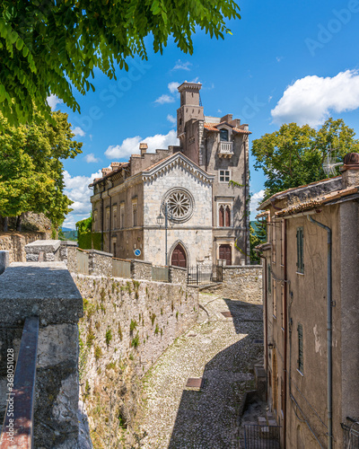 Collalto Sabino, beautiful village overlooked by a medieval castle. Province of Rieti, Lazio, Italy. photo