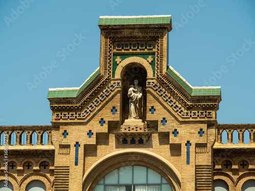 Detail of the facade of the old hospital in Valencia