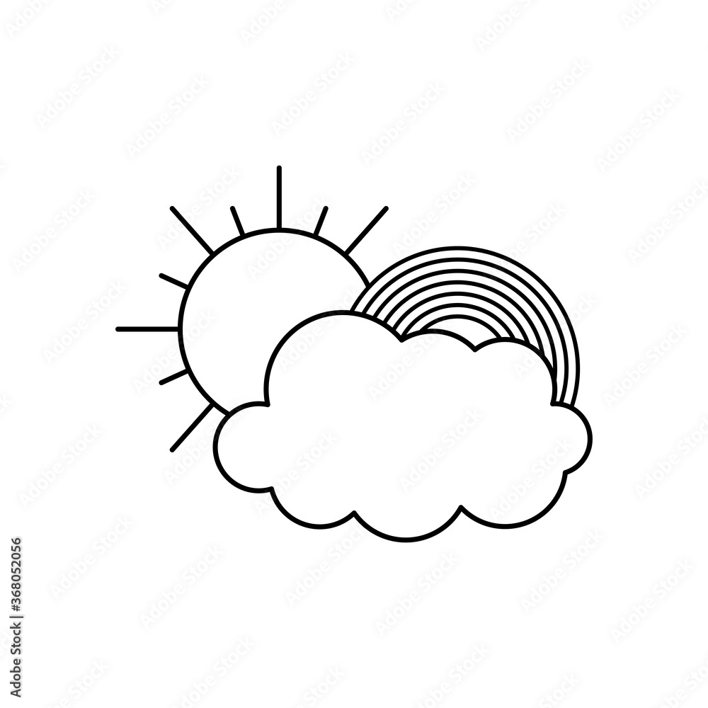 cloud, sun and rainbow icon, line style cloud, sun and rainbow icon, line style