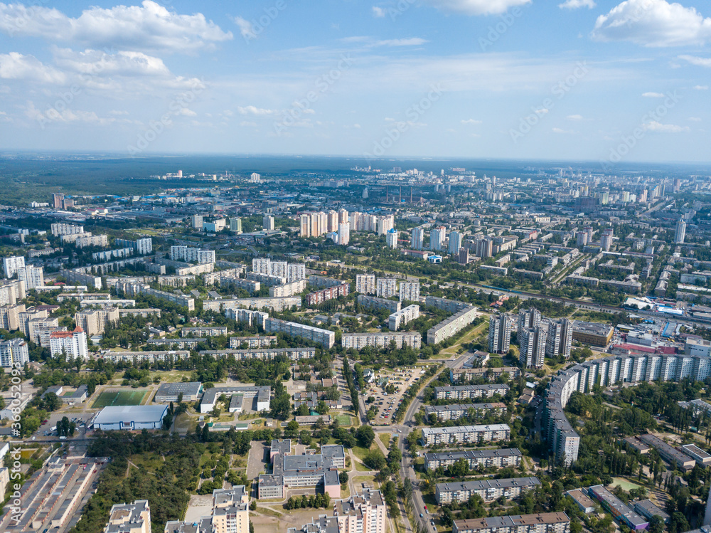 Aerial drone view. Kiev cityscape.