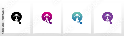 Flying Saucer On Letter Logo Design Q