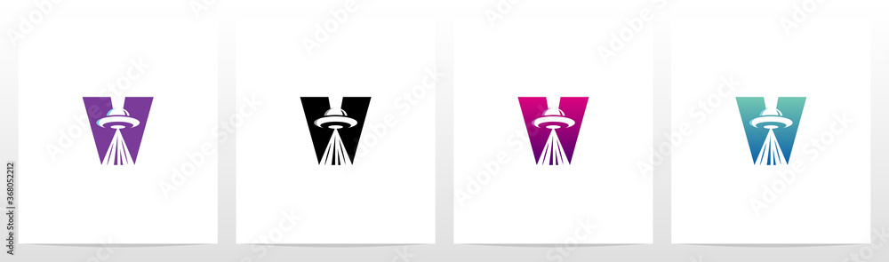 Flying Saucer On Letter Logo Design V Flying Saucer On Letter Logo Design V