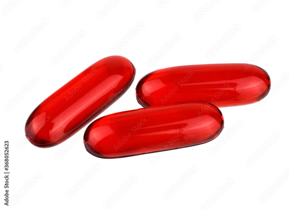 Essential Oil Medicinal Capsules Isolated on White Background. Essential Oil Medicinal Capsules Isolated on White Background.