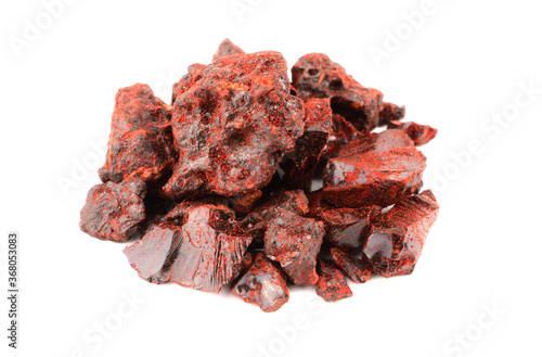 Dragons Blood. Red Resin Has Been in Continuous Use as Varnish, Medicine, Incense, and Dye. Isolated on White Background.
