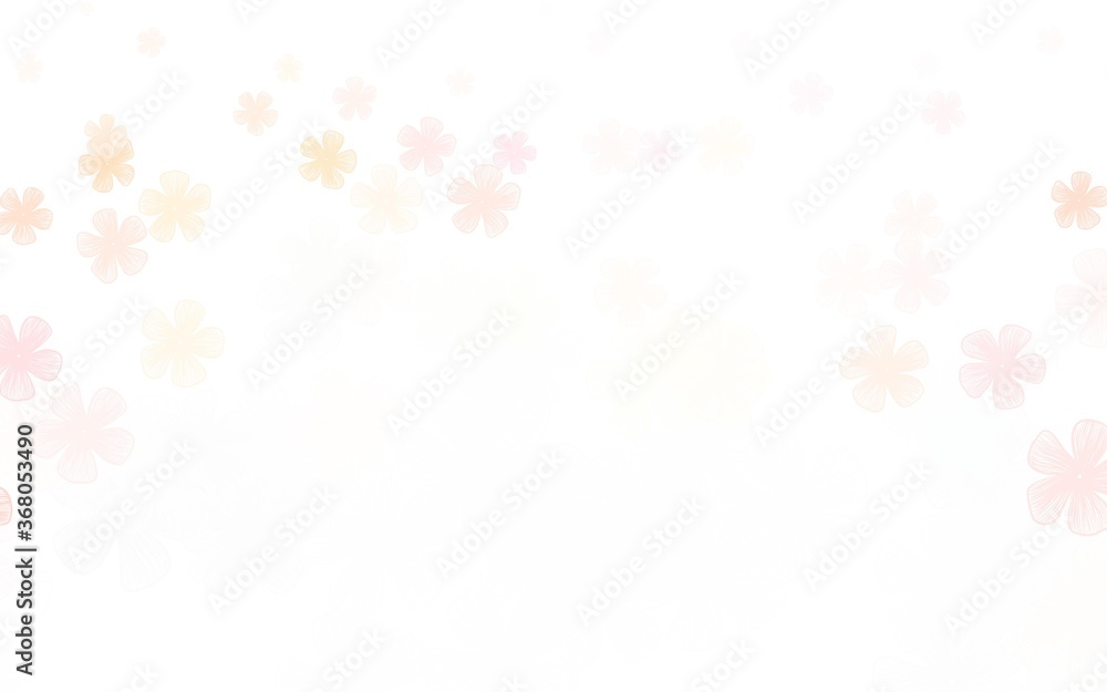 Light Red, Yellow vector doodle background with flowers.