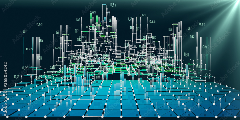 Abstract background 3d grid data visualization with spot effect. Big data. Futuristic infographics design. Social network and business concept. Data chart. Abstract background 3d grid data visualization with spot effect. Big data. Futuristic infographics design. Social network and business concept. Data chart.