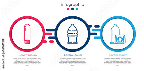 Set line Dildo vibrator, Condom safe sex and Condom. Business infographic template. Vector.