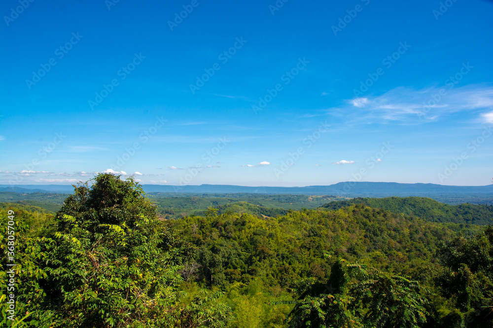 Landscape mountains green trees the nature of Thailand.