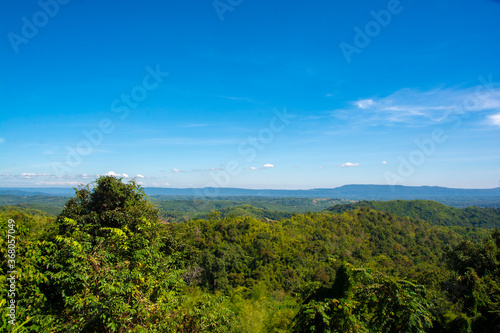 Landscape mountains green trees the nature of Thailand.