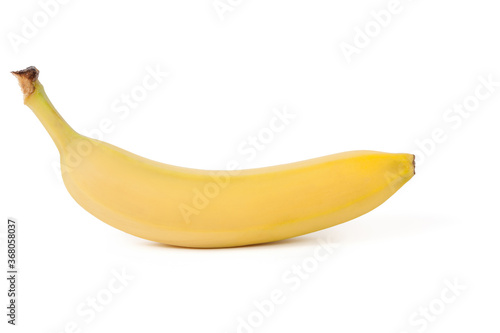 Fresh yellow banana on a white isolated background. Healthy food and vegetarianism.